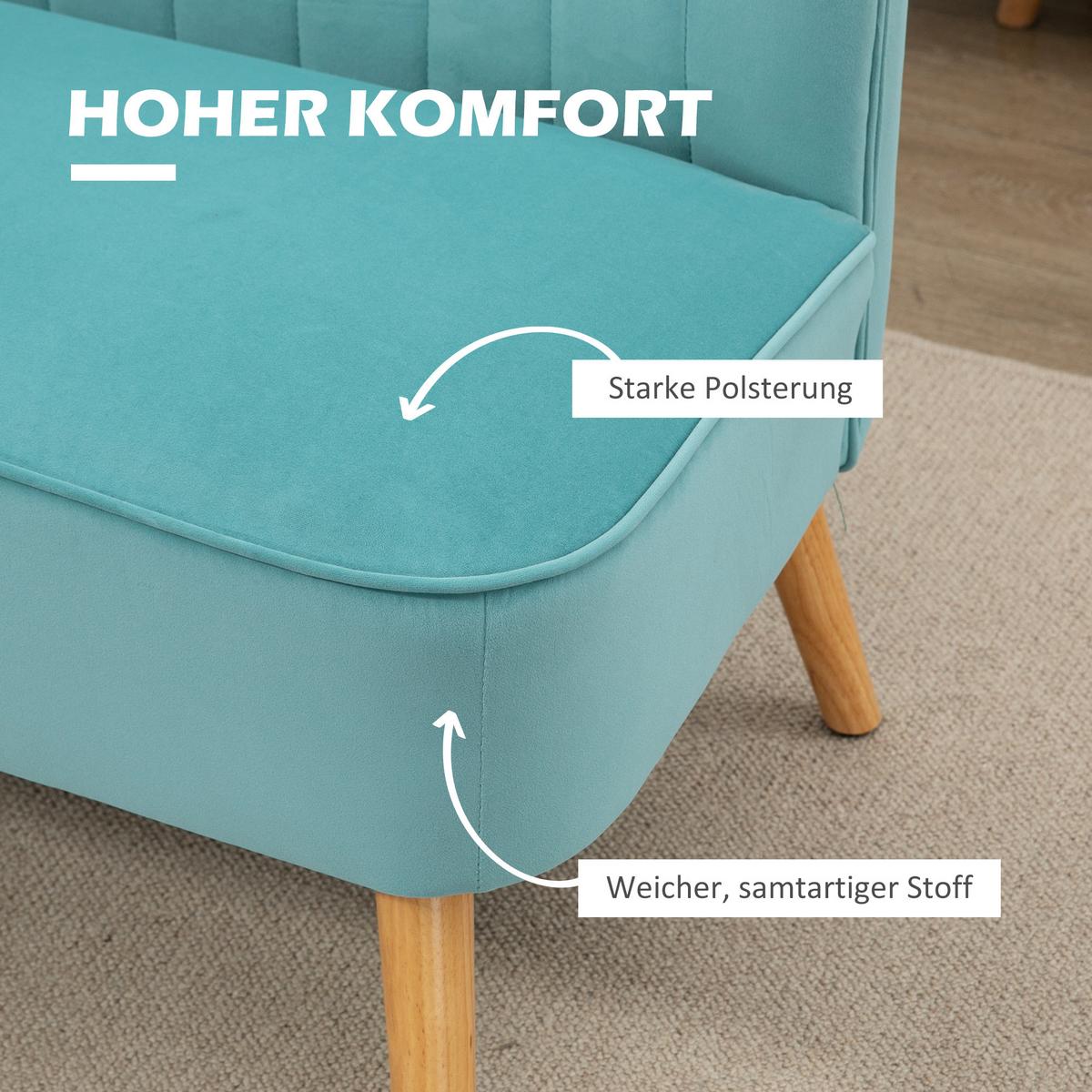 SOFA Textil Grün - Grün, Holz/Textil (56.5/77/117cm) - HOMCOM