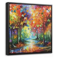 LEINWAND Bilder mit Rahmen - Landschaft - Wald - Farben - Natur - 20x20 - Multicolor, Textil (20/20cm) - MuchoWow