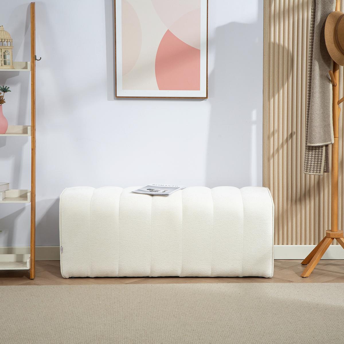 HOCKERBANK Cremeweiß - Creme, Textil (40/44/110cm) - HOMCOM