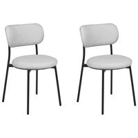 ESSZIMMERSTUHL 2er-Set Stoff hellgrau/schwarz Casey - Schwarz/Grau, Textil (43/76/44cm) - Beliani