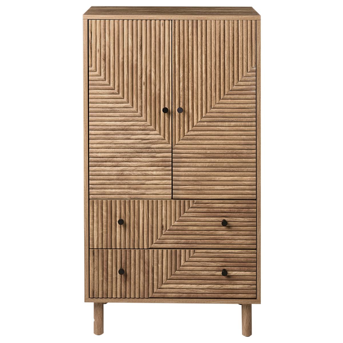 SCHRANK Hellbraun Ronge - Hellbraun/Braun, Holz/Holzwerkstoff (60/110/40cm) - Beliani