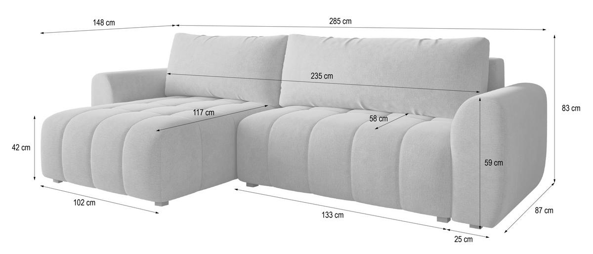 ECKSOFA MODARO CL Senfgelb Samtstoff mit Schlaffunktion - Currygelb, Holzwerkstoff/Textil (285/148cm) - MASSENO