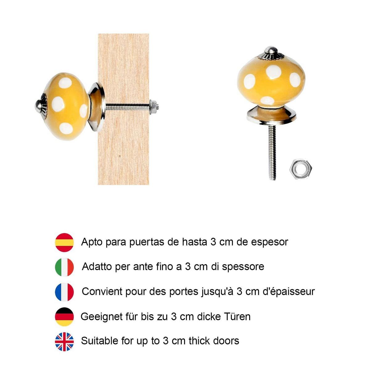 KERAMIKKNÖPFEN Set mit 10 in verschiedenen Farben und Formen 40 mm Durchmesser - Multicolor, Keramik (4/4/6.9cm) - Nacnic