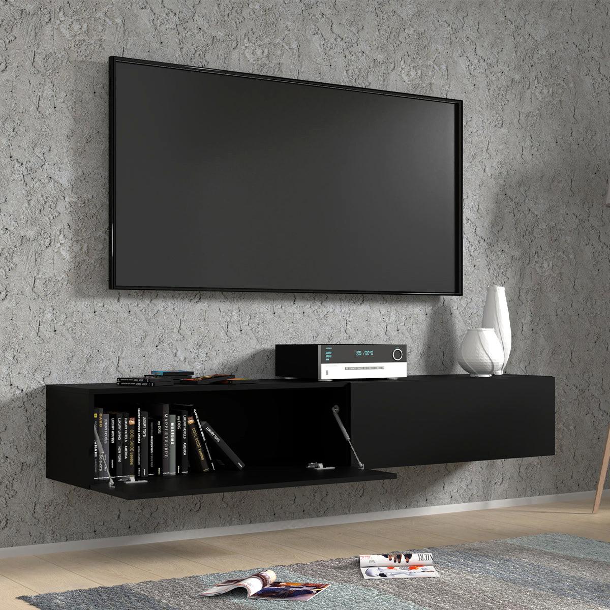 TV-MÖBEL Bali Mattschwarz - Schwarz, Holzwerkstoff (180/30/40cm) - Petits-meubles