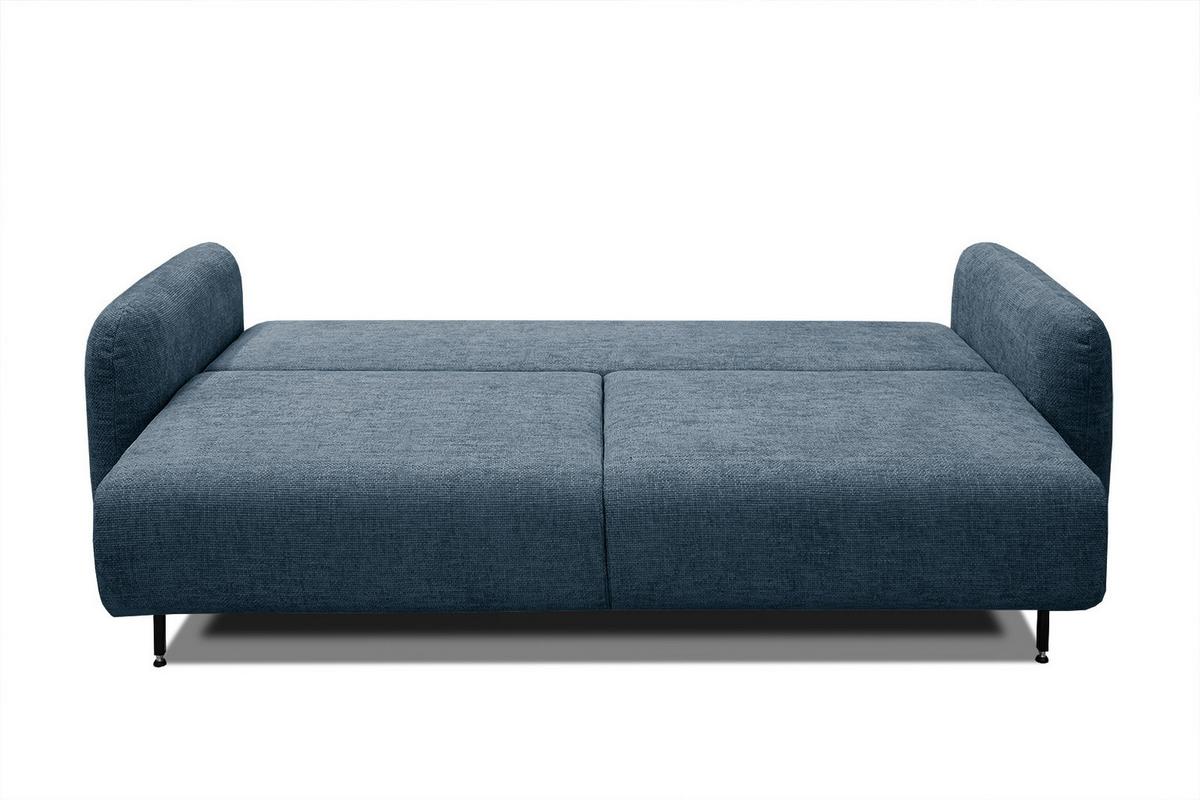 SOFA DRAKE 3-Sitzer mit Schlaffunktion, dunkelblau - Dunkelblau/Braun, Holz/Textil (232/90/107cm) - Wozimo