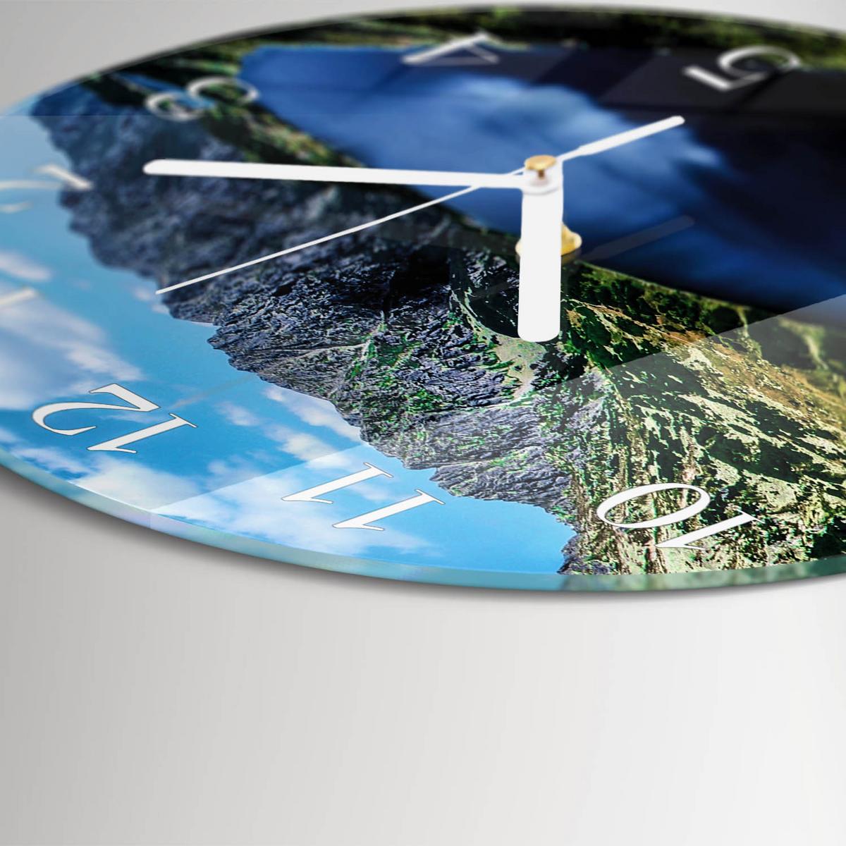 WANDUHR aus Glas Ø30 cm - Morskie Oko - Blau, Glas (30/30/0.4cm) - TULUP