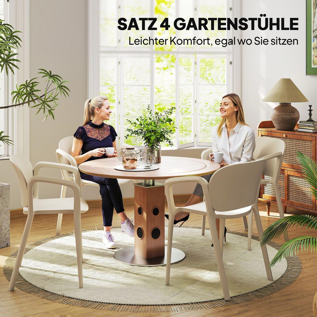 BALKONSTÜHLE 4er Set Kunststoff Weiß - Weiß, Kunststoff (56/75/60cm) - Outsunny