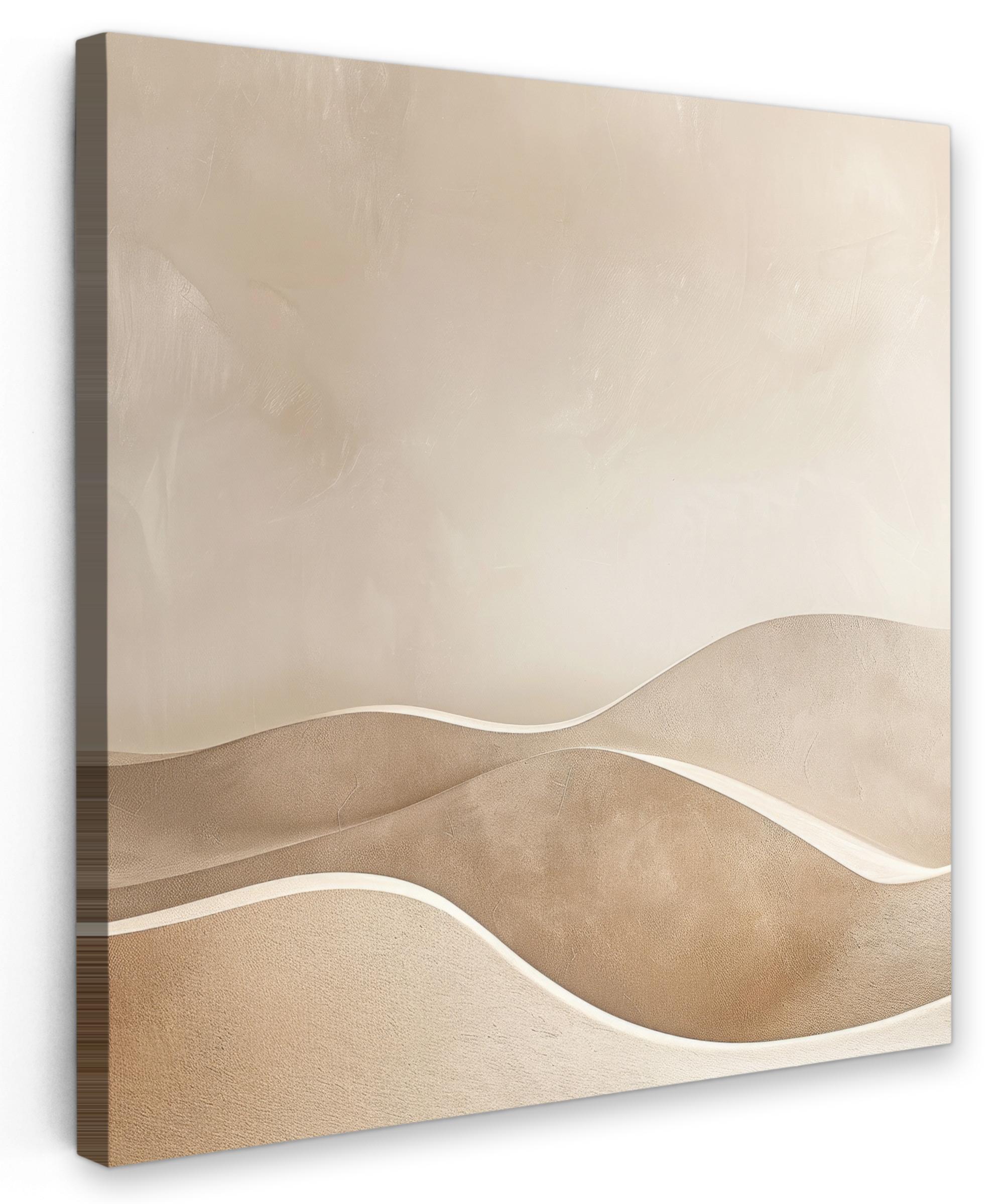 LEINWANDBILD Beige - Natur - Abstrakt - Modern Deko Wohnzimmer 20x20 cm - Beige, Textil (20/20cm) - MuchoWow