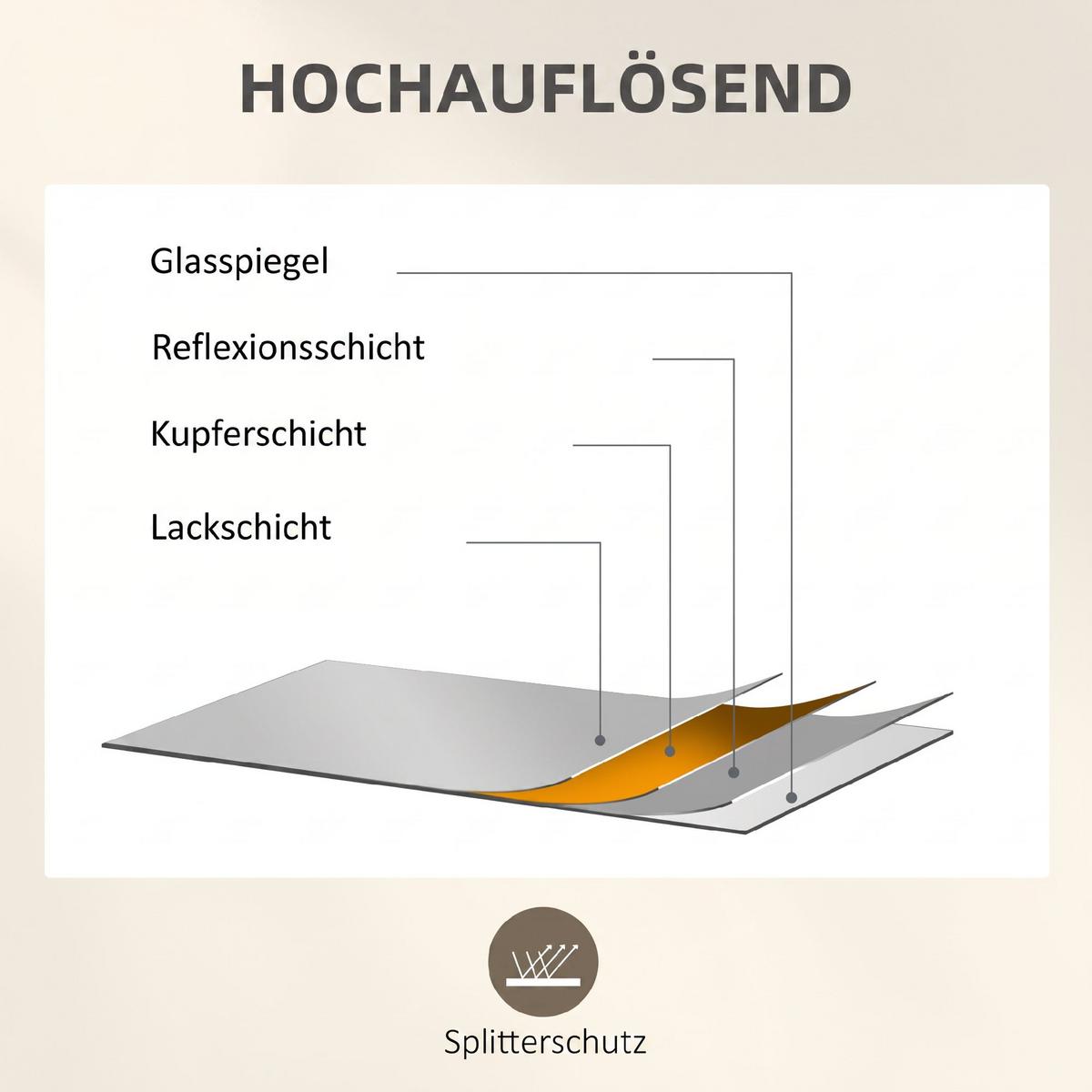 WANDSPIEGEL Glas Metall Schwarz - Schwarz, Glas (2/110/50cm) - HOMCOM