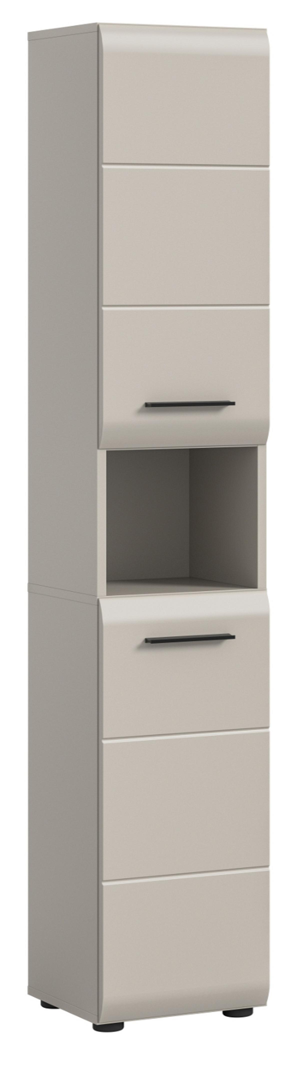 HOCHSCHRANK Kaschmir 30 x 185 cm, Badschrank mit wechselbarem Türanschlag - Kaschmir/Schwarz, Holzwerkstoff/Kunststoff (30/185/30cm) - Inn.Furn