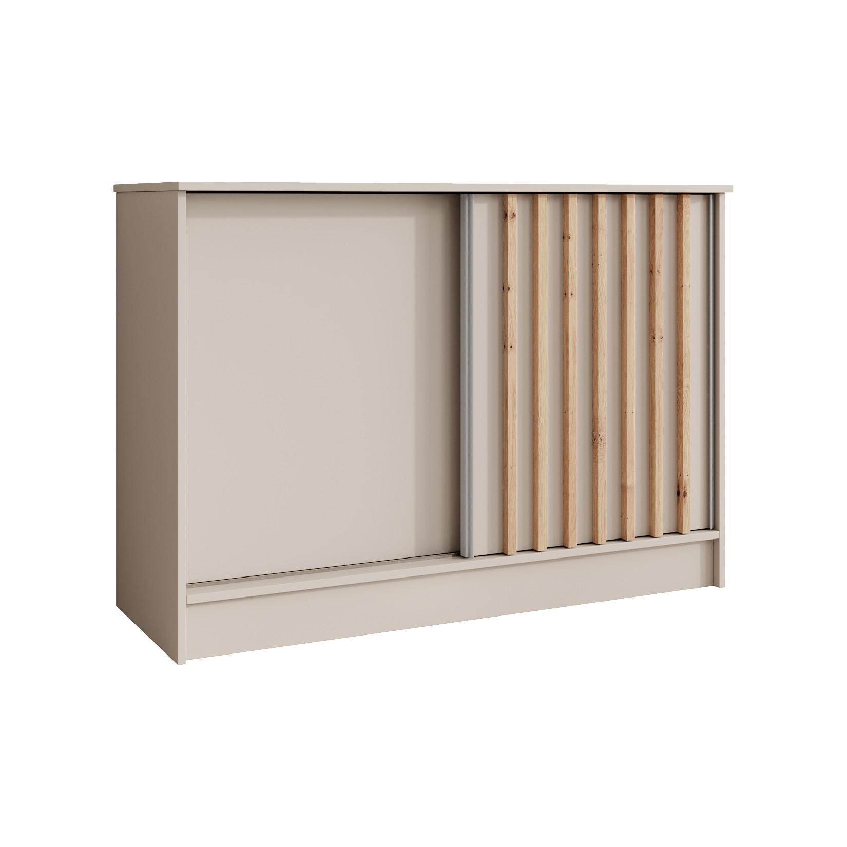 KOMMODE Horizon mit 2 Schiebetüren, Kaschmir+eiche Artisan, 120 cm - Kaschmir, Holzwerkstoff (121/85/43.5cm) - Beautysofa
