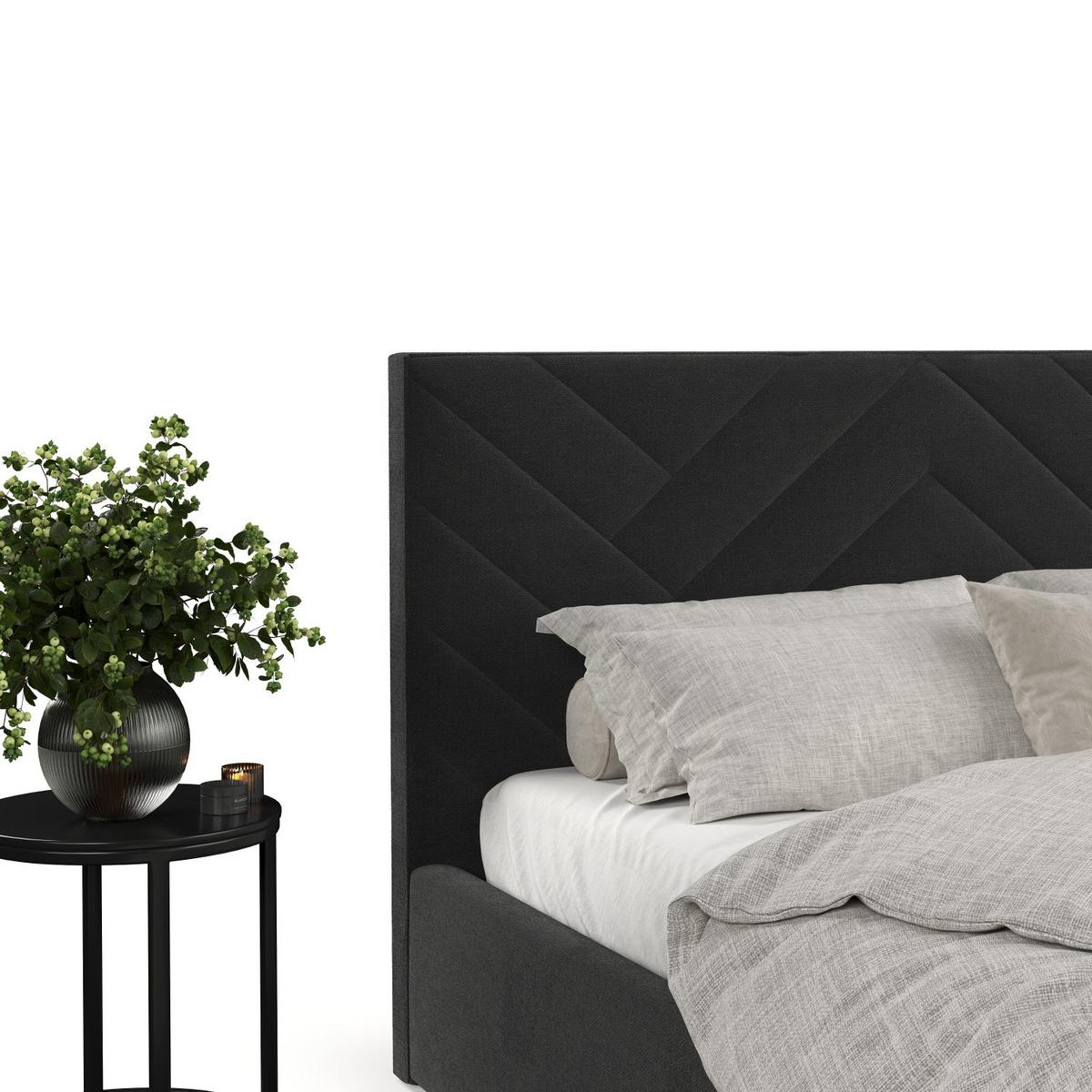 POLSTERBETT Arco 140/200 cm Schwarz im Asti Stoff - Schwarz/Naturfarben, Holz/Holzwerkstoff (140/200cm) - AltaBeds