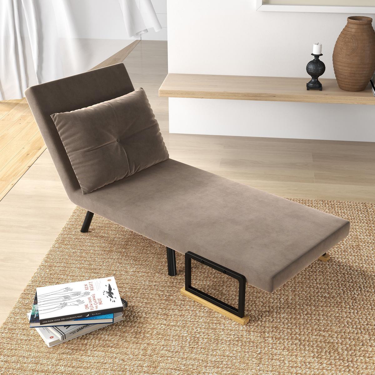 SCHLAFSESSEL - Hellbraun/Schwarz, Holz/Textil (73/81/63cm) - HOMCOM