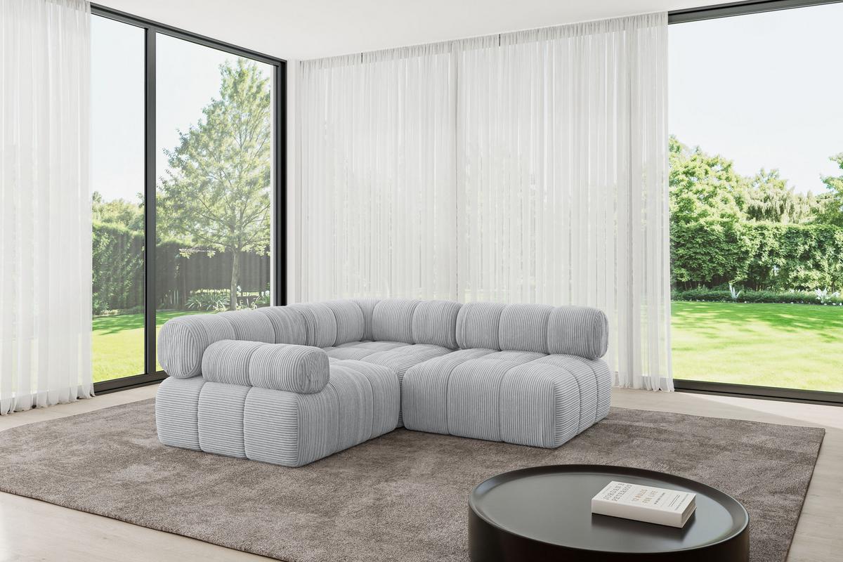 ECKSOFA modulares Sofa Mende-L1 - 190x190x70 cm Grau Cord - Grau, Holzwerkstoff/Textil (190/190cm) - ALTDECOR