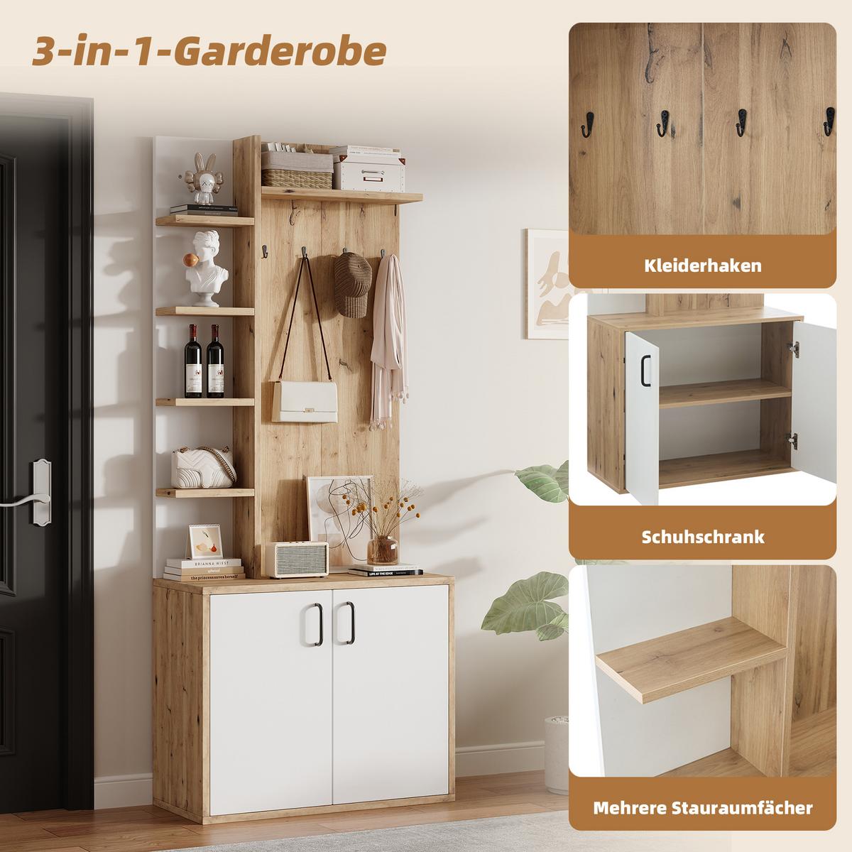 COAT TREE Flur Ausstattung mit Kleiderhaken - Buchefarben, Holzwerkstoff (75/180/33cm) - Urban Meuble