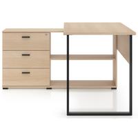 ECKSCHREIBTISCH Odelis mit 3 Schubladen 167 cm - Beige/Schwarz, Holzwerkstoff/Metall (138/167.9/76.6cm) - Selsey