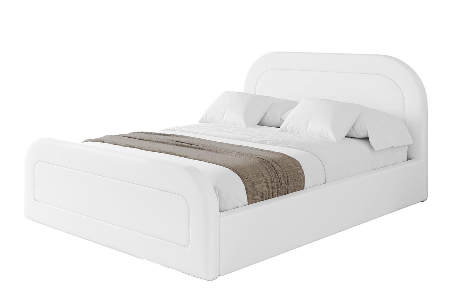 POLSTERBETT mit Bettkasten, Fußteil und Lattenrost, Boxbett mit Matratze H3/H4 - LERAY-Z 120x200 Weiß Kunstleder - Weiß Hochglanz, Holzwerkstoff/Textil (120/200cm) - ALTDECOR