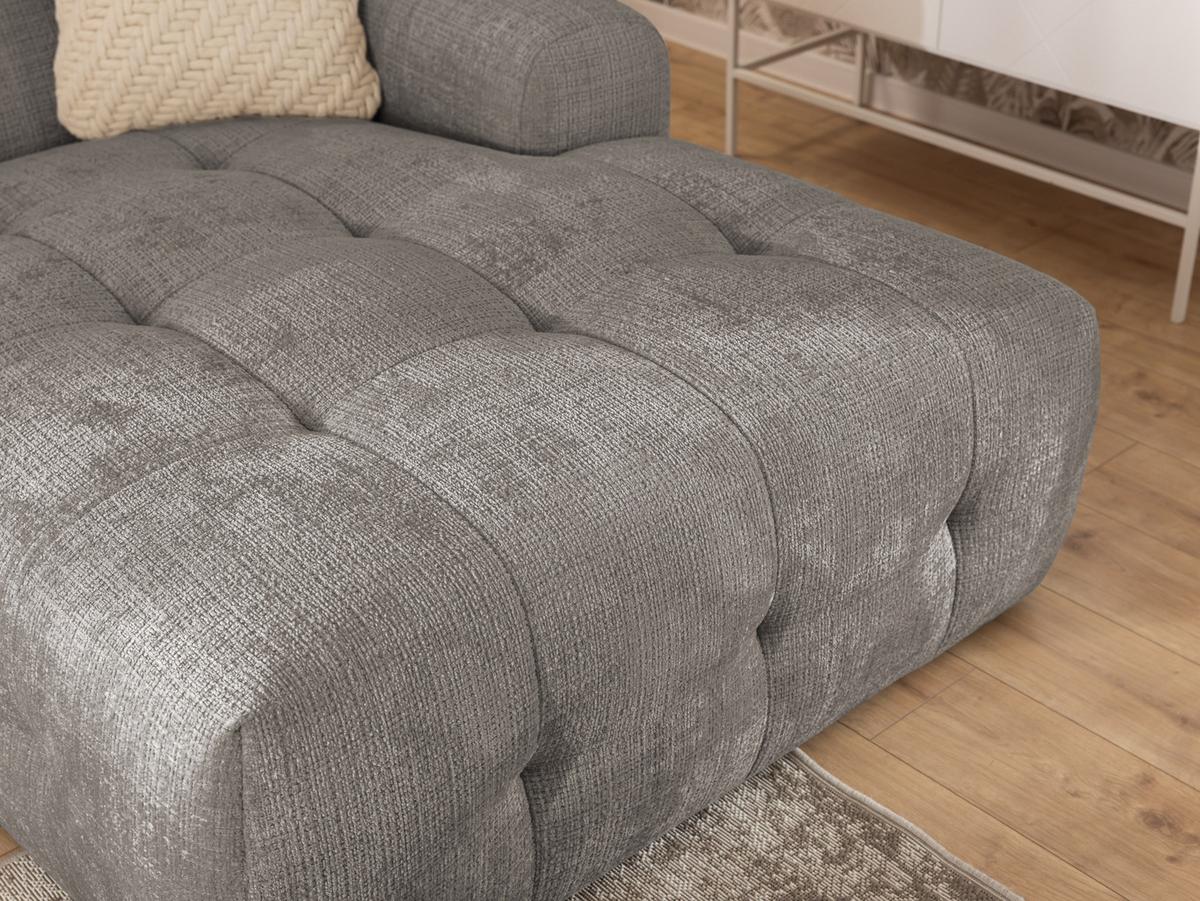 ECKSOFA mit Ottomane rechts, raffinierten Steppungen, Wellenunterfederung, B234/T161/H79 cm, Chenille-Bezug in Braun Taupe / 21041 - Taupe/Schwarz, Kunststoff/Textil (234/79/161cm) - luma-home