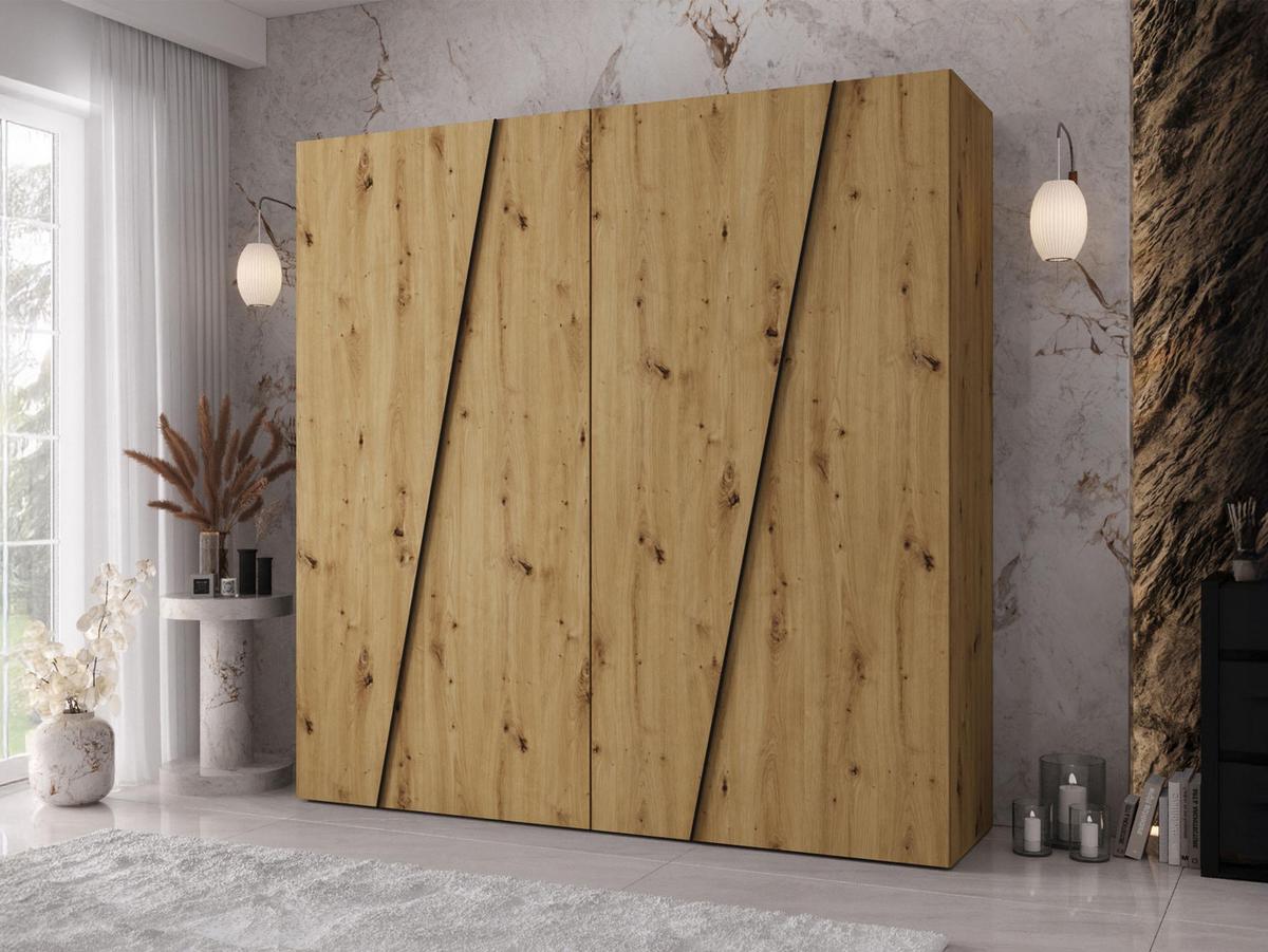 DREHTÜRENSCHRANK Zen 200 cm - Schwarz/Eiche Artisan, Holzwerkstoff/Kunststoff (200/202/50cm) - MIRJAN24