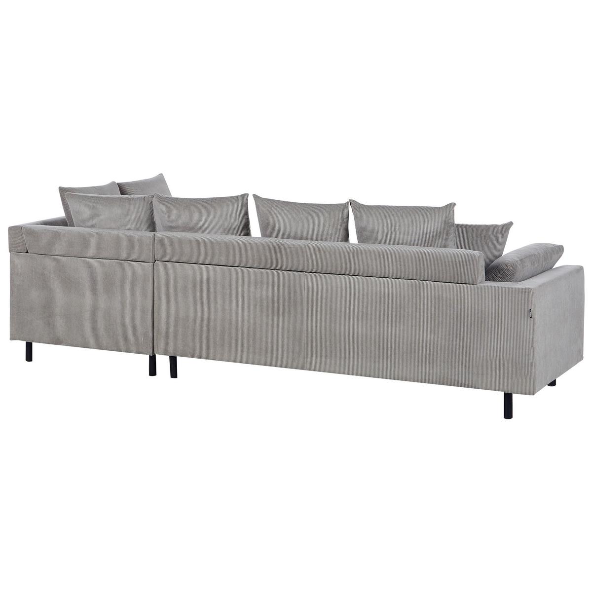 ECKSOFA 4-Sitzer Cord Hellgrau linksseitig Lunner - Hellgrau/Schwarz, Textil (266/180cm) - Beliani