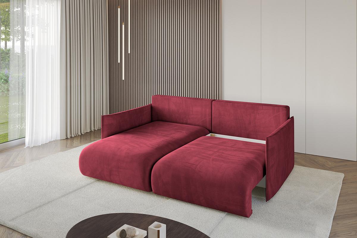 ECKSOFA Ottomane links ONESK-L 216x177x72 Bordeauxrot Velours - Bordeaux, Holzwerkstoff/Kunststoff (216/177cm) - ALTDECOR