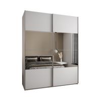 SCHWEBETÜRENSCHRANK 245,5/200/64 2-türig - Silberfarben/Weiß, Holz/Metall (200/245/64cm) - Abiks Möbel