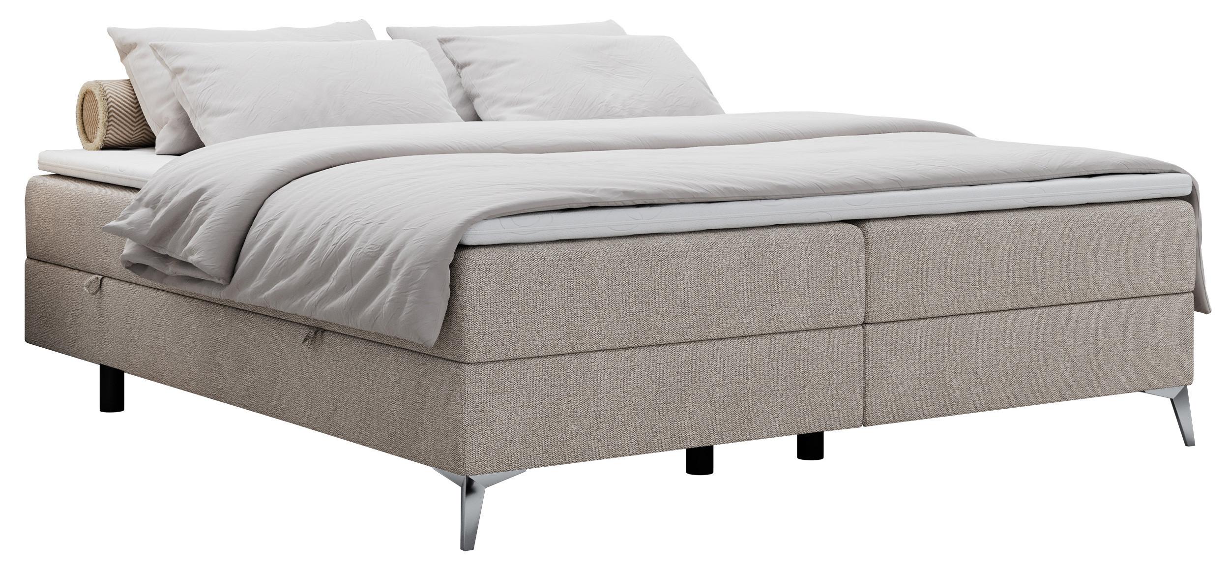 BOXBETT LESS 140/200 Beige Struktur - H3 - Beige, Holz/Textil (140/200cm) - MKS