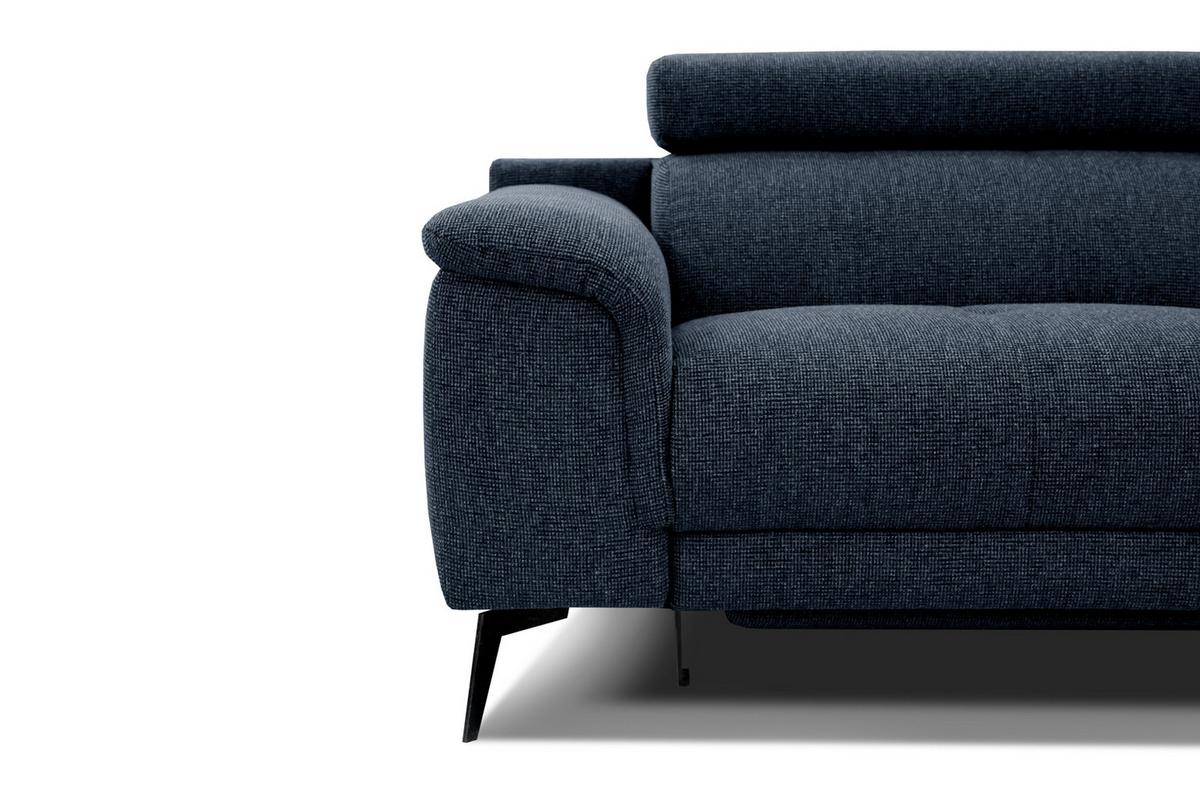 RELAXSOFA FIERO 3-Sitzer mit 2 Relaxfunktionen, dunkelblau - Schwarz/Dunkelblau, Holzwerkstoff/Textil (212/82/103cm) - Wozimo