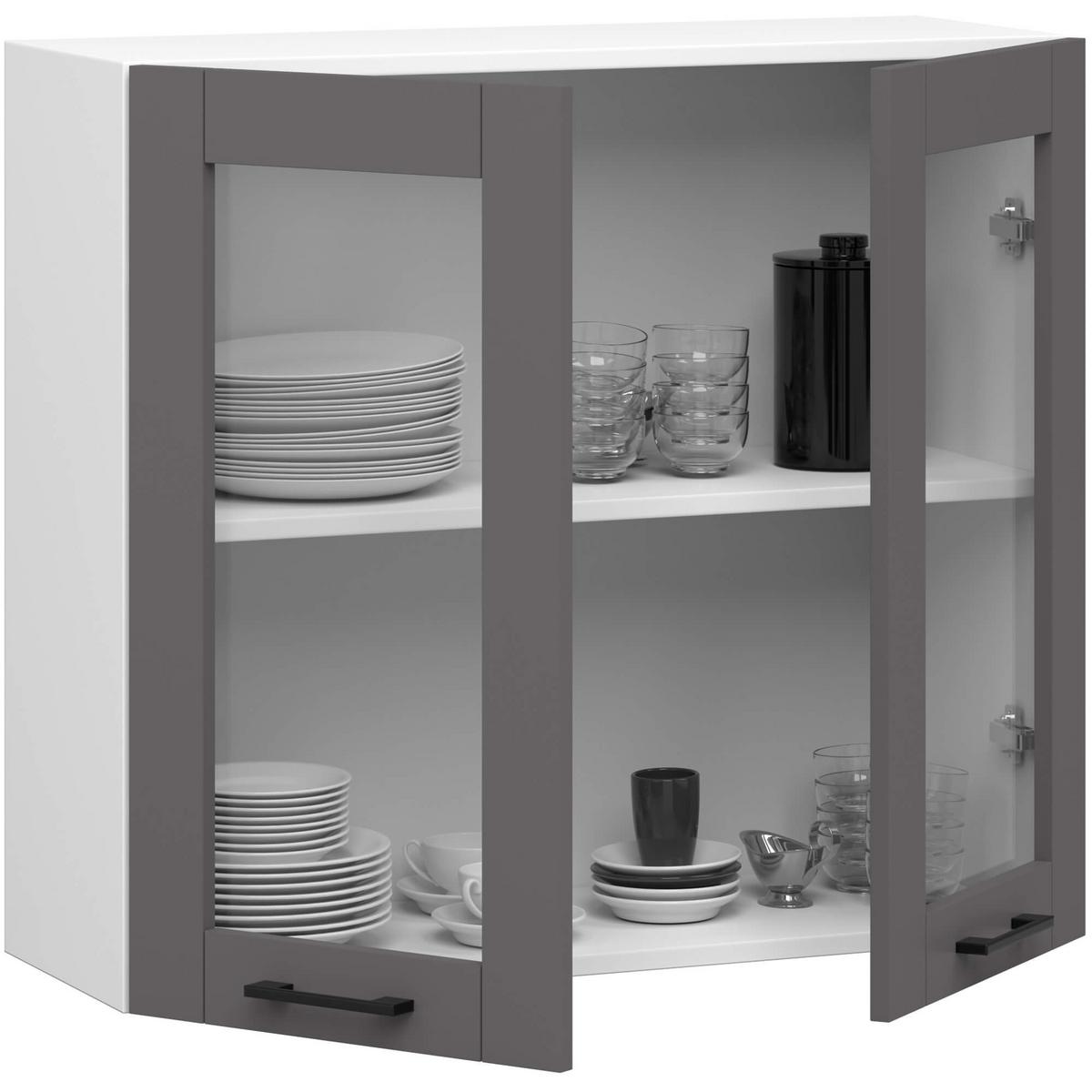HÄNGESCHRANK Weiß, Graphit Grau 72/80/30,5 - Weiß/Grau, Holzwerkstoff (80/72/30cm) - RAUMHIRSCH FURNITURE