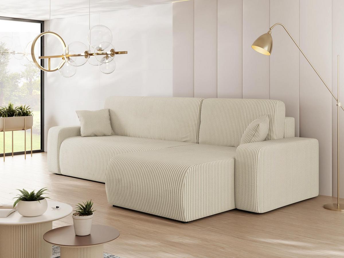 ECKSOFA Piano L Cord - Creme/Schwarz, Holz/Kunststoff (244/145cm) - MIRJAN24