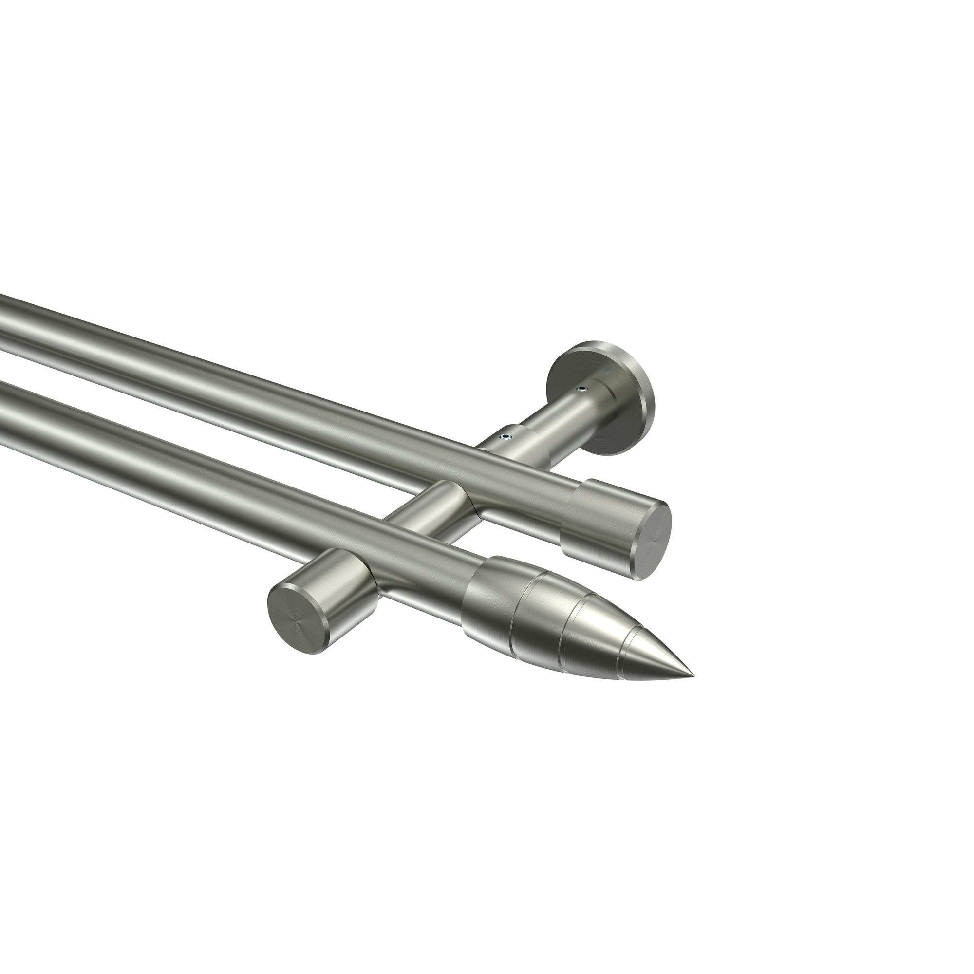 GARDINENSTANGE Prestige Samanto 280 cm (geteilt in 2 x 140 cm), 2-läufig (ohne Ringe), 20 mm Ø Edelstahl-Optik - Edelstahlfarben, Metall (280cm) - INTERDECO