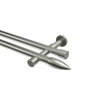GARDINENSTANGE Prestige Samanto 280 cm (geteilt in 2 x 140 cm), 2-läufig (ohne Ringe), 20 mm Ø Edelstahl-Optik - Edelstahlfarben, Metall (280cm) - INTERDECO