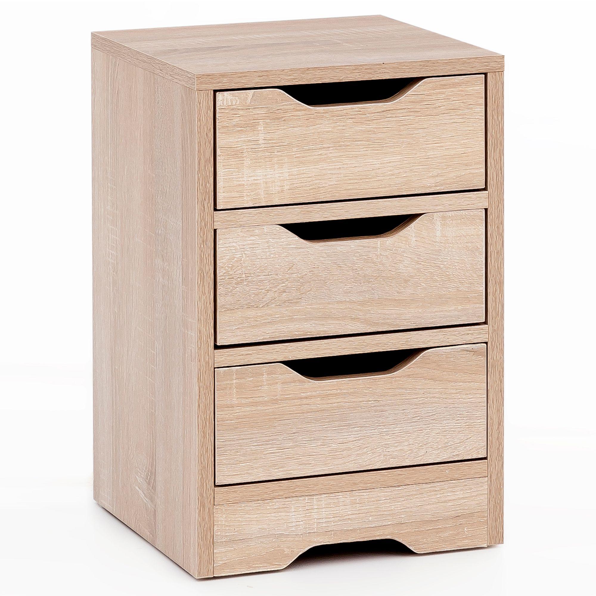 NACHTTISCH 3 Schubladen Modern Kratzfest Wasserabweisend, Beige 31x31x49 cm - Beige/Braun, Holz (31/49/31cm) - KADIMA DESIGN