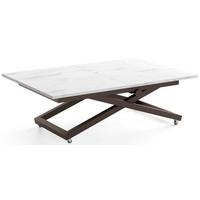 COUCHTISCH Axen höhenverstellbar ausziehbar, Marmor Weiß 120-160/80/38-75 cm - Ecru/Braun, Holzwerkstoff/Metall (80/160/75cm) - WFL GROUP