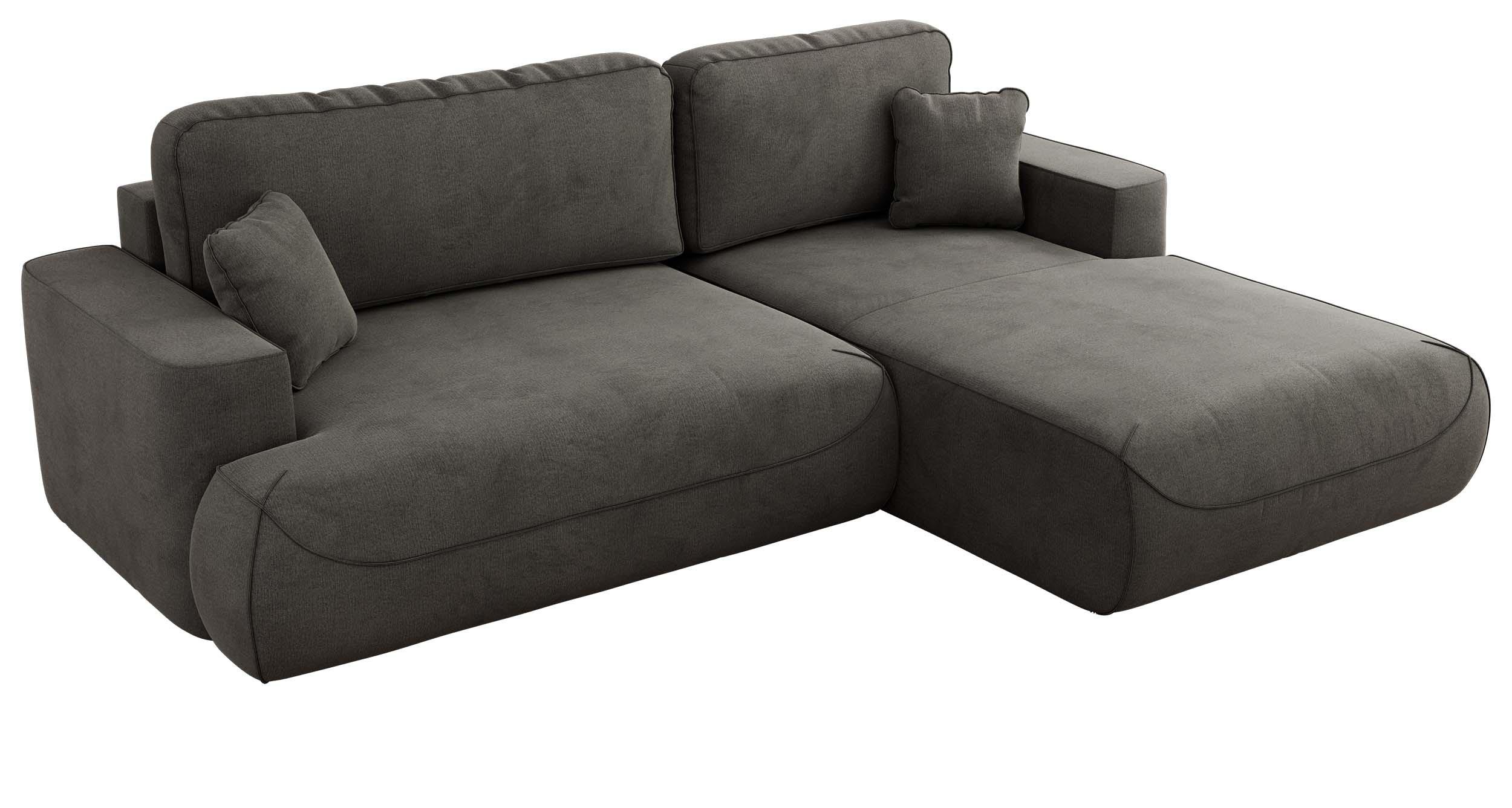 ECKSOFA OVO L Dunkelgrau Velvet - Rechts Seite - Dunkelgrau/Schwarz, Kunststoff/Textil (195/271cm) - MKS
