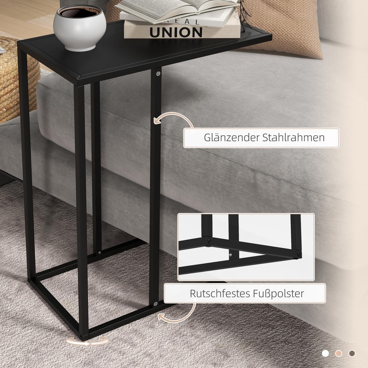 BEISTELLTISCH, Stahl, Schwarz - Schwarz, Metall (46/26/60cm) - HOMCOM