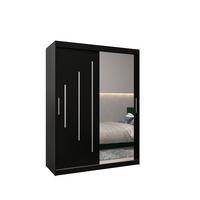 SCHWEBETÜRENSCHRANK 200/150/62 2-türig - Silberfarben/Schwarz, Holz/Kunststoff (150/200/62cm) - Abiks Möbel