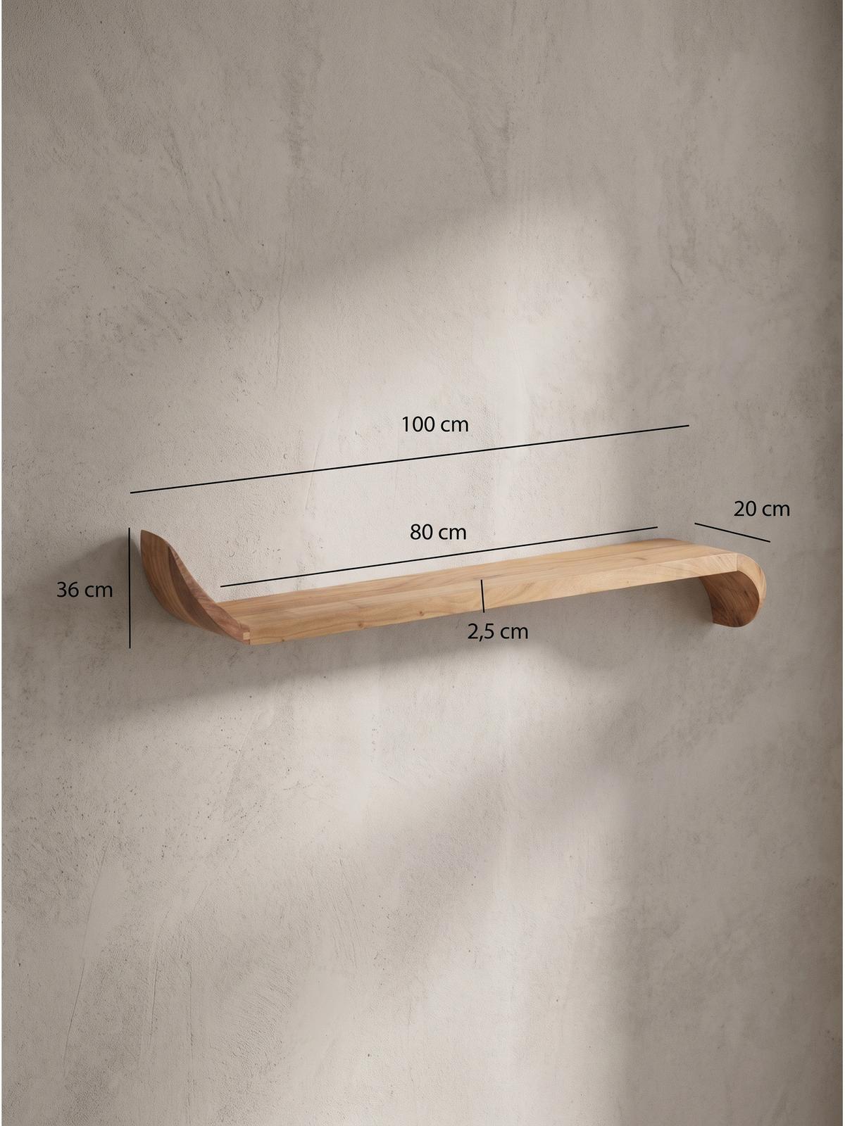WANDREGAL ARBOGA, Mango Massivholz, handgefertigt, 100 x 20 x 36 cm - Braun, Holz (100/36/20cm) - KADIMA DESIGN