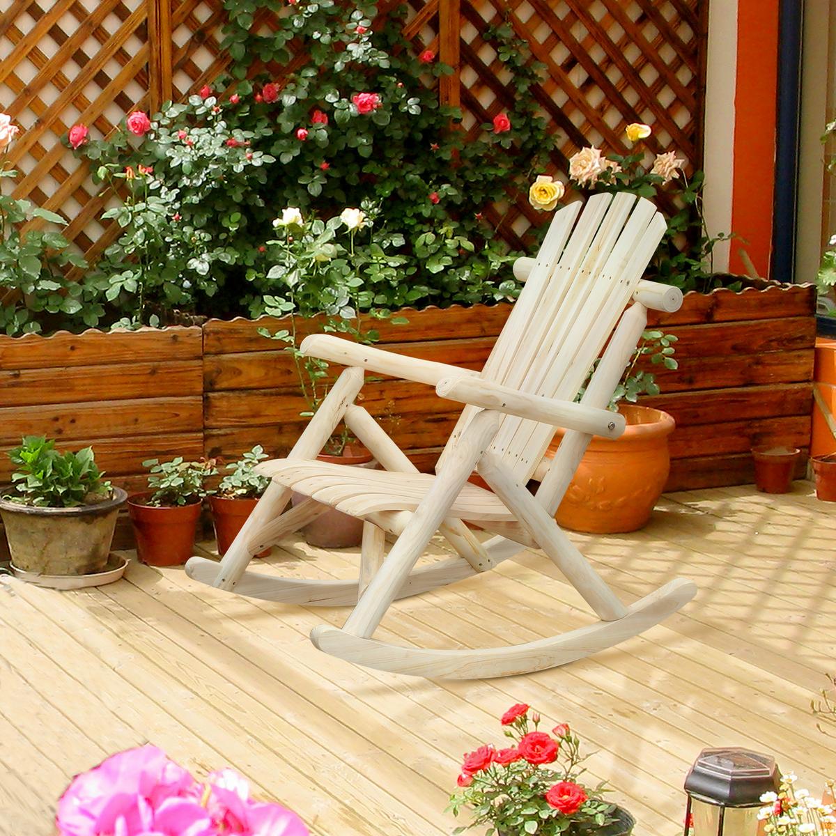 SCHAUKELSTUHL Schwingsessel Schaukel Gartenstuhl Relaxstuhl Tannenholz Natur - Fichtefarben, Holz (66/98/96cm) - Outsunny