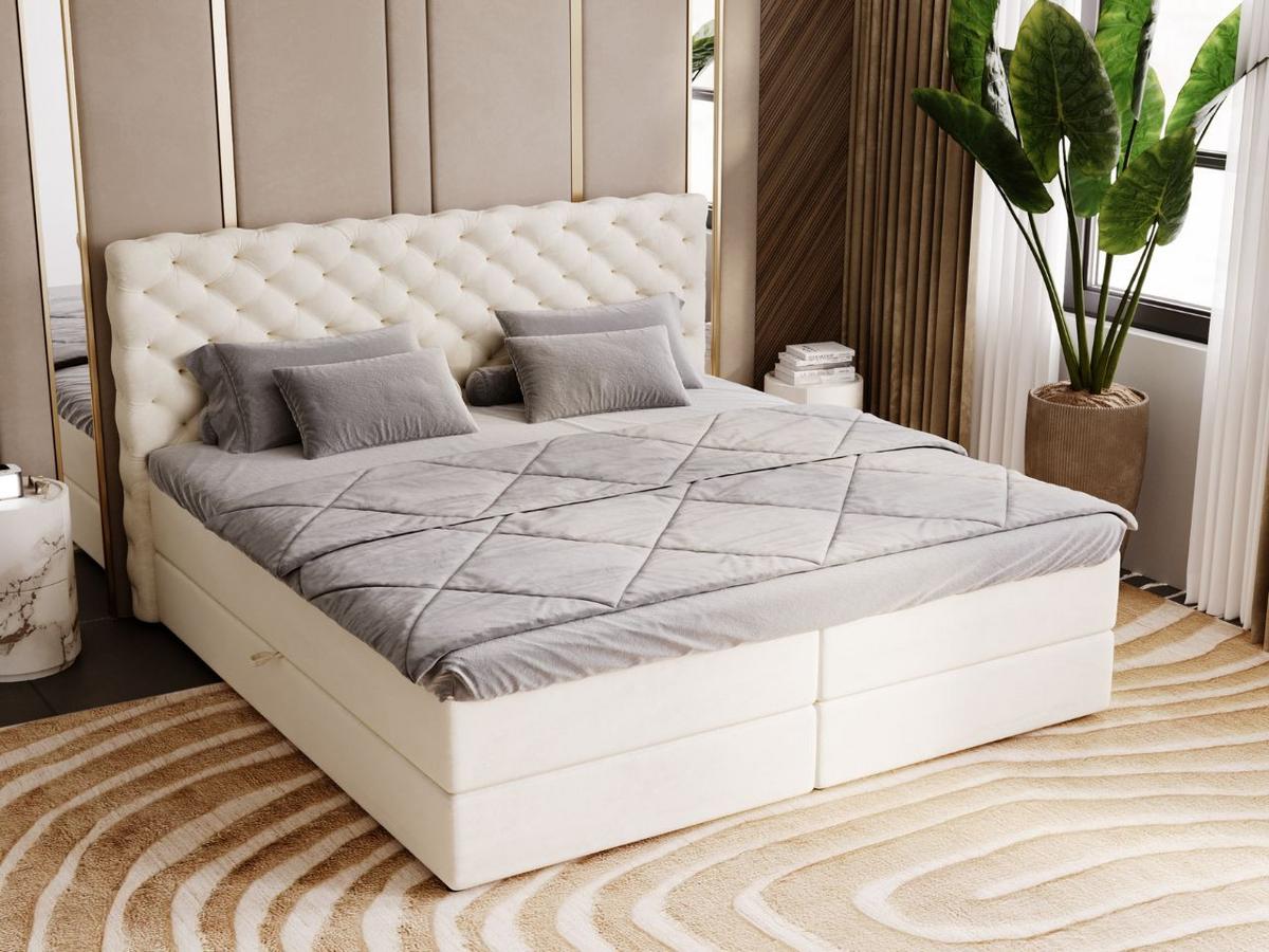 BOXBETT Bergamo 140x200 Beige - Beige/Schwarz, Holz/Textil (140/200cm) - Graingold