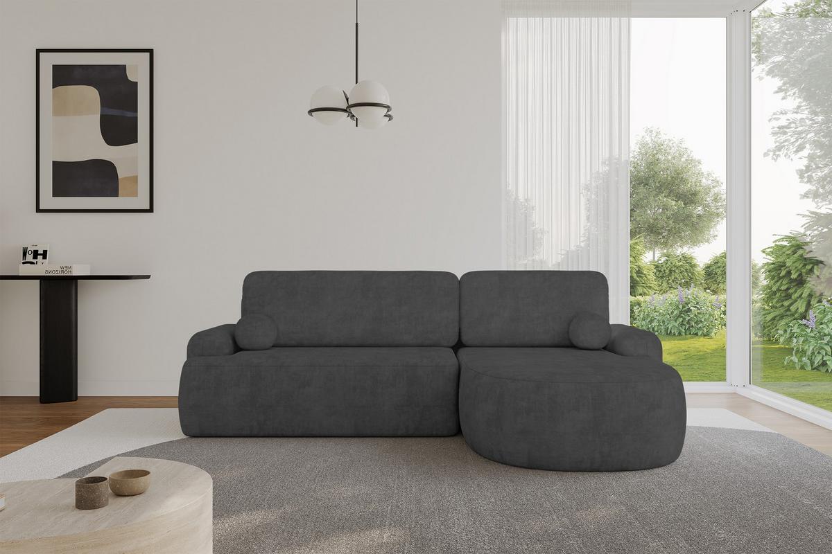 ECKSOFA mit Schlaffunktion und Bettkasten LIRA-L - 264x172x89 Dunkelgrau - Dunkelgrau, Holzwerkstoff/Textil (172/264cm) - ALTDECOR
