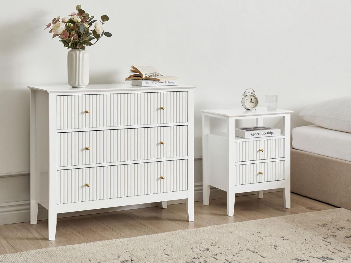 KOMMODE mit 3 Schubladen Weiß Assisi - Weiß, Holzwerkstoff (90/80/40cm) - Beliani