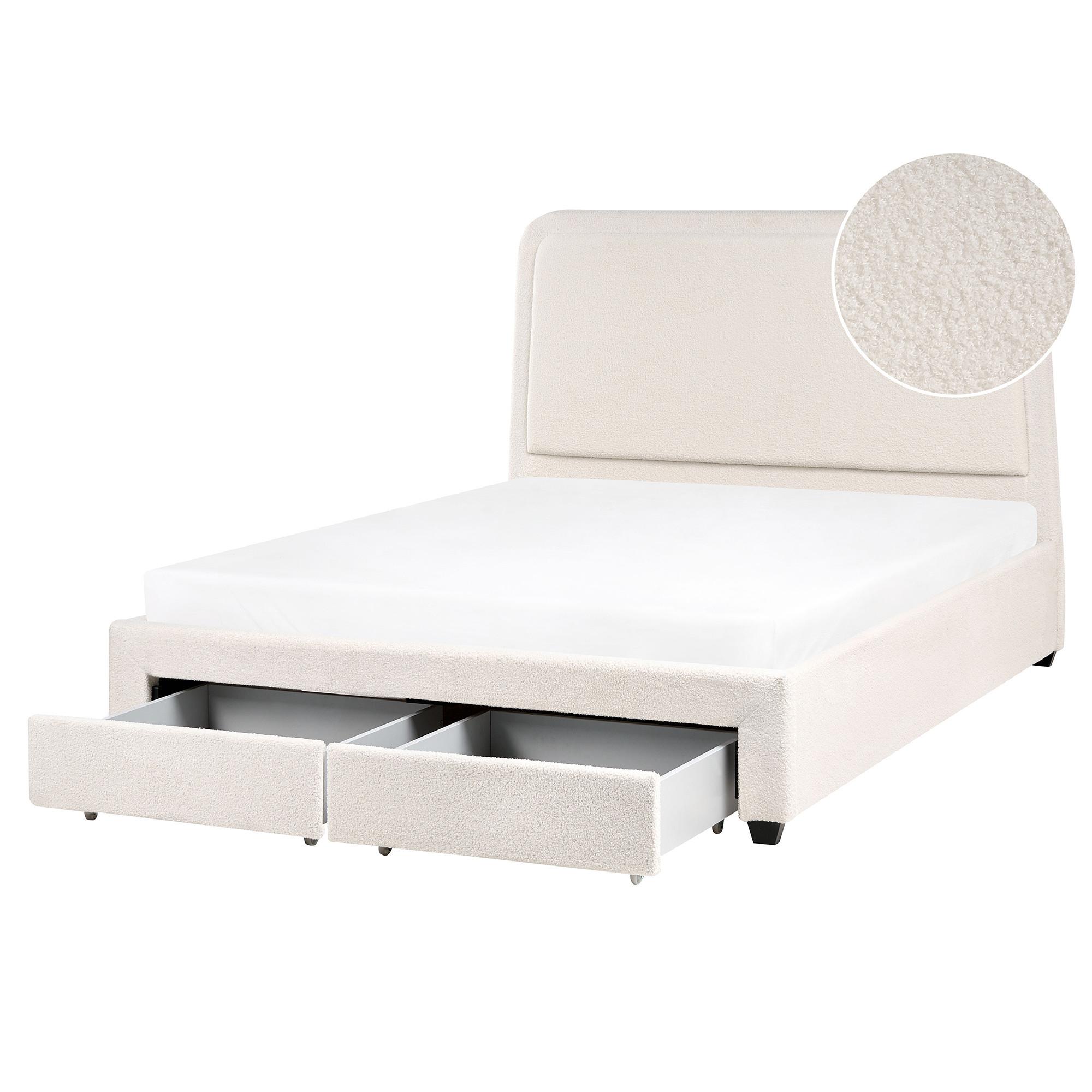 BETT 160/200 cm Cremeweiß Sardent - Schwarz/Weiß, Textil (160/200cm) - Beliani