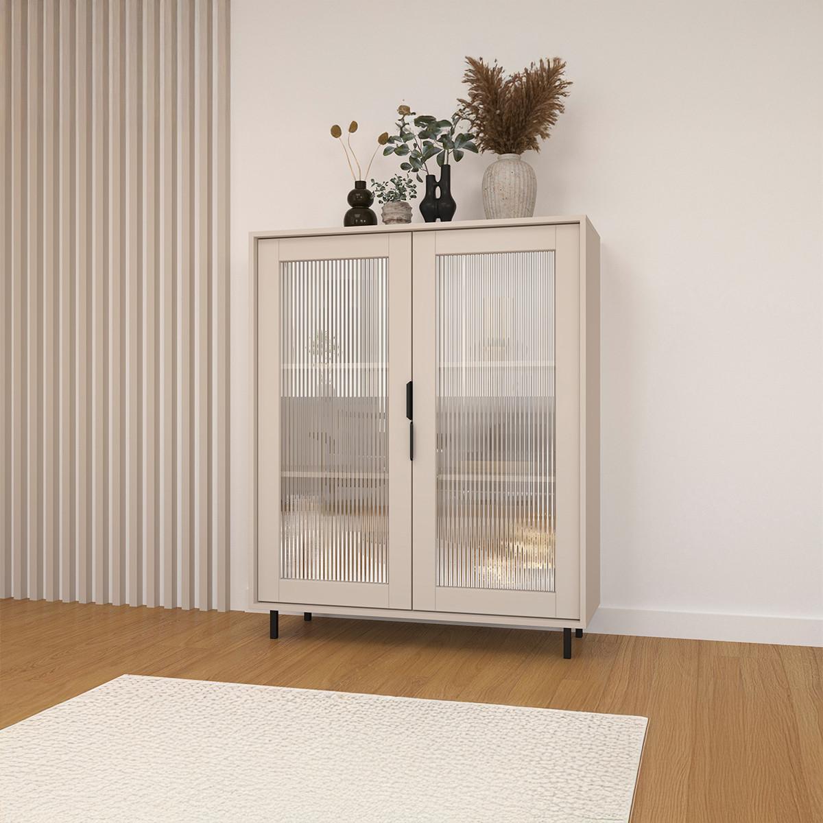 GESCHIRRSCHRANK Soly Kaschmir - Beige, Holzwerkstoff (103.2/126.2/40.3cm) - Petits-meubles