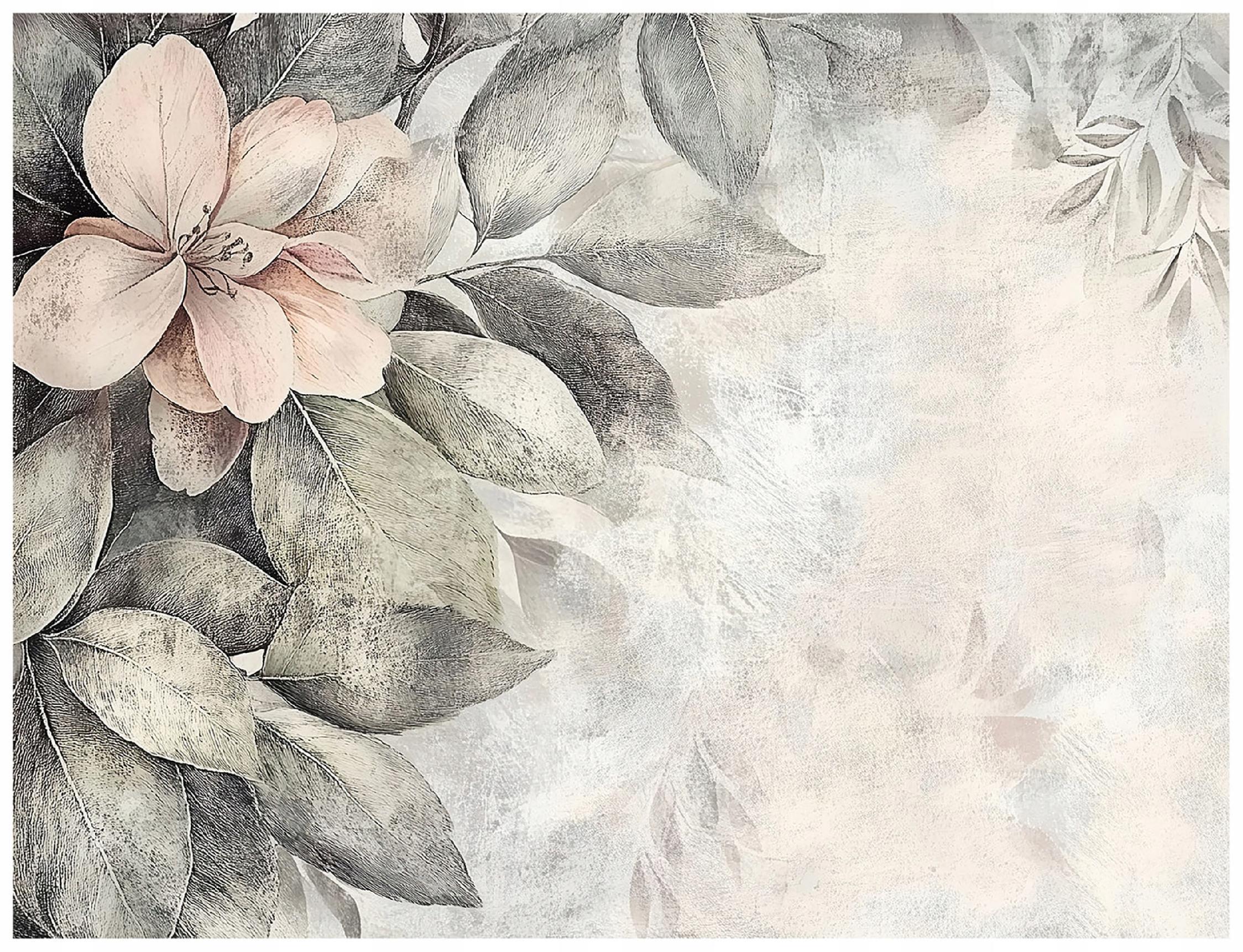 FOTOTAPETE Blätter Vintage Beton Wohnzimmer Tapete 400x280 - Multicolor, Papier (400/280cm) - Wallarena