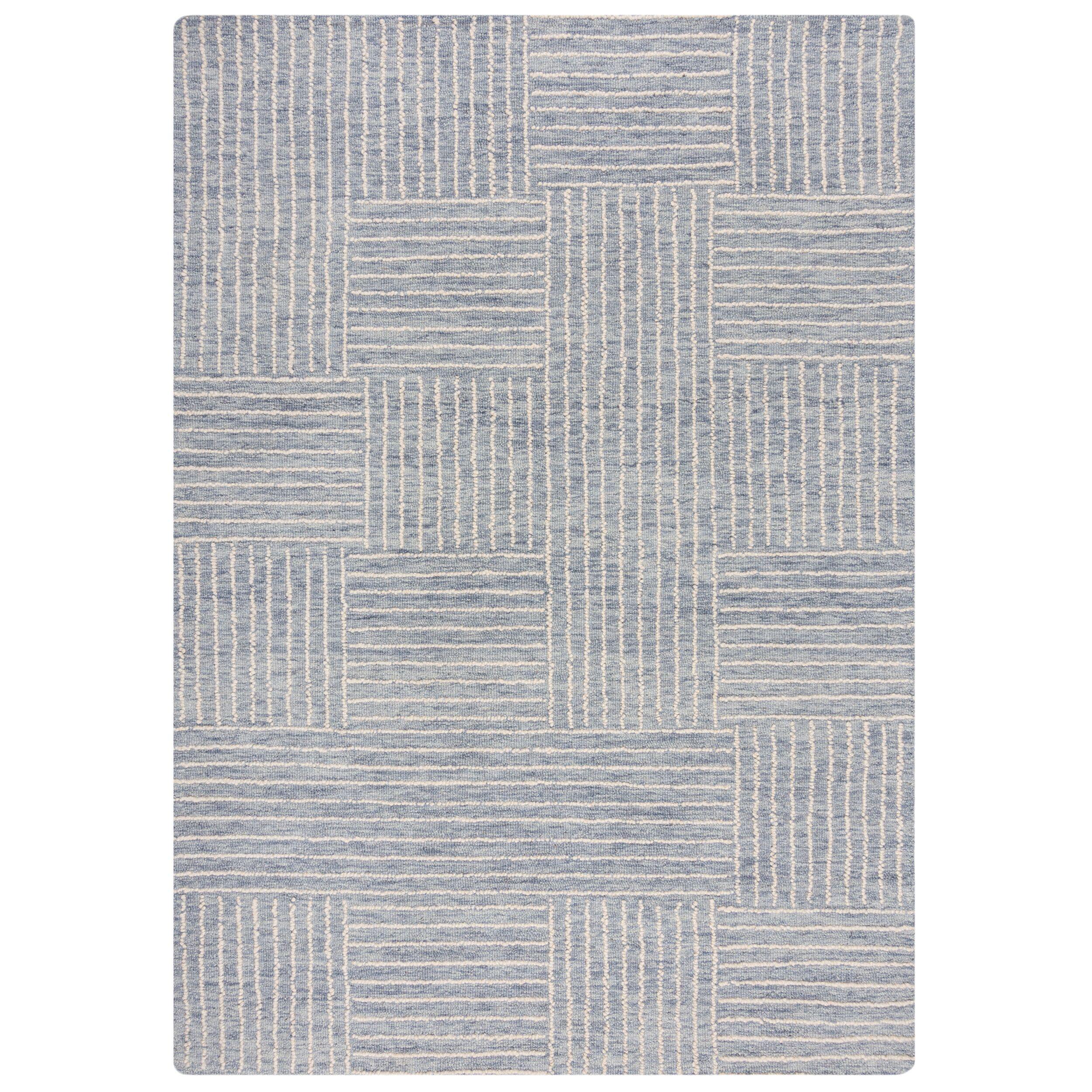 WOLLTEPPICH LEA, mit Schachbrettmuster, Blau, 160 x 230 cm - Blau, Textil (230/160cm) - KADIMA DESIGN