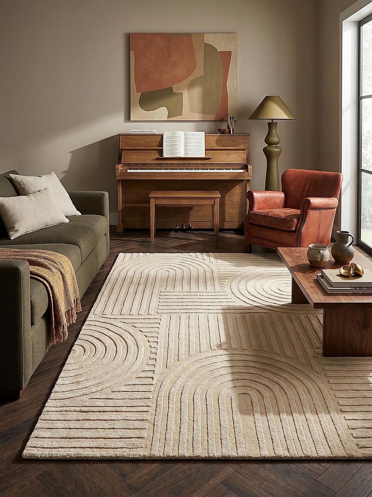 TEPPICH aus Wolle LEVEN in Natur, geometrisch, 160 x 230 cm - Beige, Textil (230/160cm) - KADIMA DESIGN