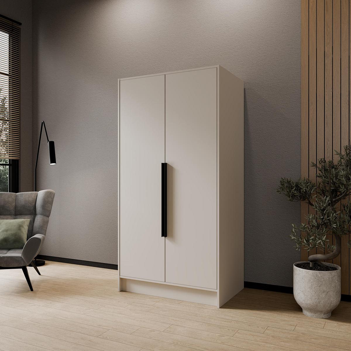 DREHTÜRENSCHRANK BERON 102/200/51 cm Modern Kleiderschrank 2-türig Kaschmir - Kaschmir, Holzwerkstoff (102/200/51cm) - MASSENO