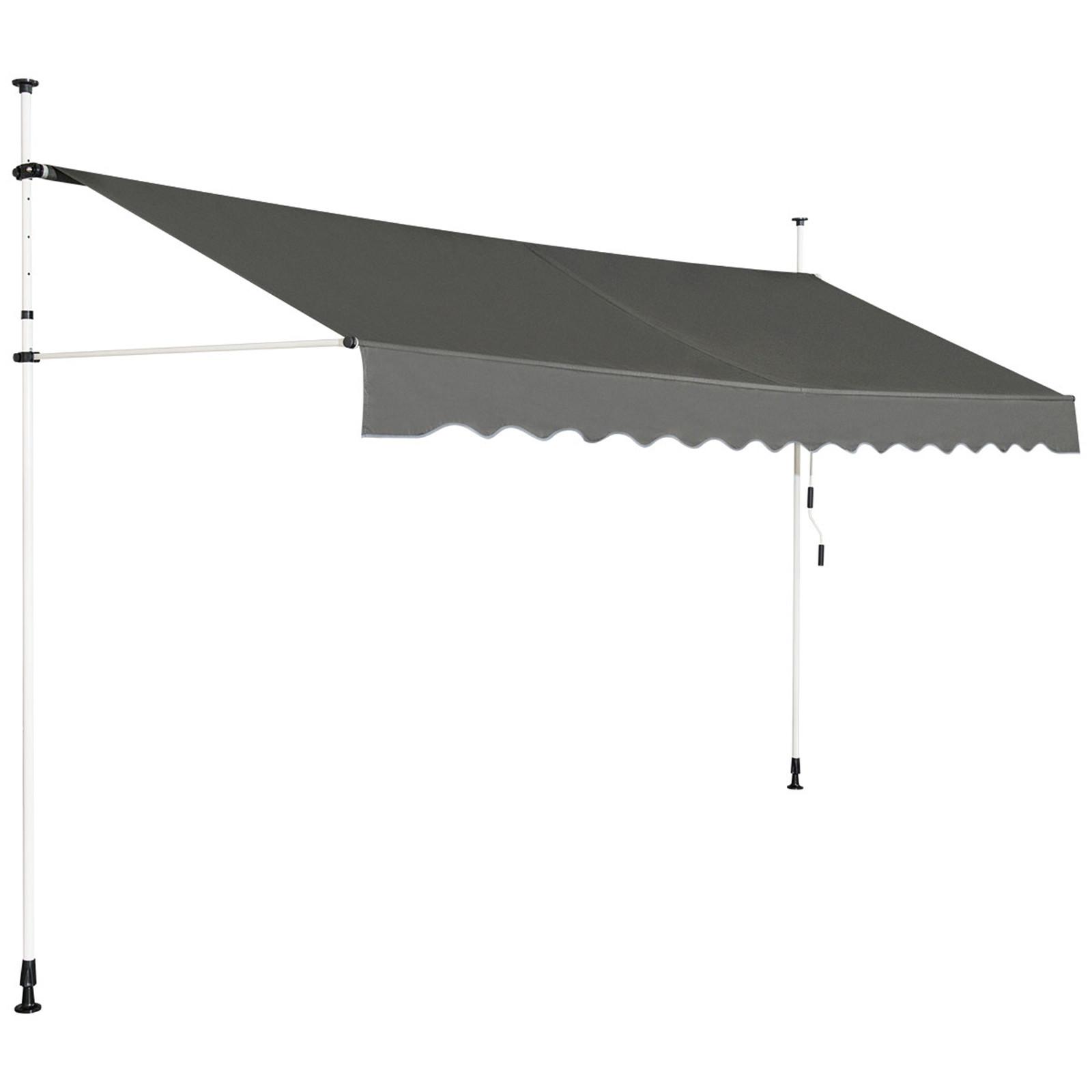 KLEMMMARKISE 400 cm Breit Grau - Grau, Metall (395/300/125cm) - COSTWAY