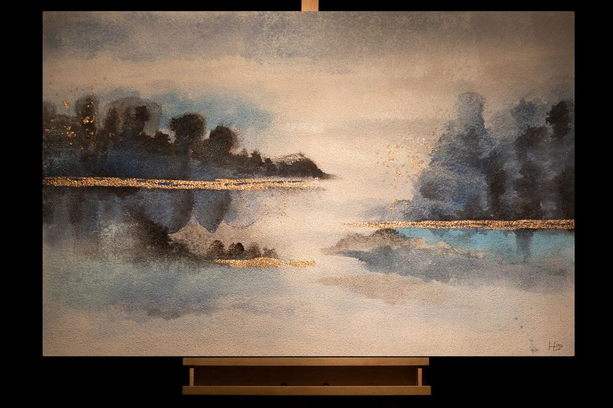 ACRYLBILD HANDGEMALT 120/80 cm - Blau/Weiß, Holz/Textil (120/80cm) - KUNSTLOFT